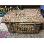 WICKER LAUNDRY BASKET WITH INITIALS T.L.G