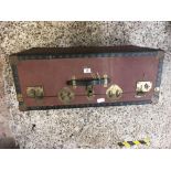 VINTAGE FIBRE TRAVEL TRUNK, 1 LATCH A/F