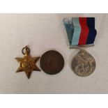 2 1939 - 1945 WAR MEDALS & AN 1887 JUBILEE MEDALLION