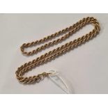 A 9ct GOLD ROPE TWIST NECK CHAIN, 16.5'' LONG
