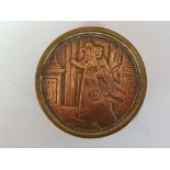 BRASS & COPPER ROUND SNUFF BOX