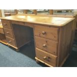 PINE DRESSING TABLE(NO MIRROR) WITH MATCHING NARROW CHEST OF 3 DRAWERS