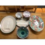 LARGE MEAT PLATE, FRUIT BOWLS ETC