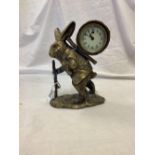 BRASS NOVELTY CLOCK IN THE SHAPE OF A HARE