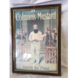 OLD COLOURED ADVERTISING POSTER FOR COLMAN'S MUSTARD, FEATURING THE CRICKETER, W G GRACE, IN