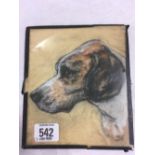 PASTEL PORTRAIT, HEAD & SHOULDERS OF A FOXHOUND, SIGNED WITH INITIALS DE
