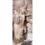 RECONSTITUTED STONE GARDEN FEATURE OF A YOUNG GIRL, APPROX 36'' TALL