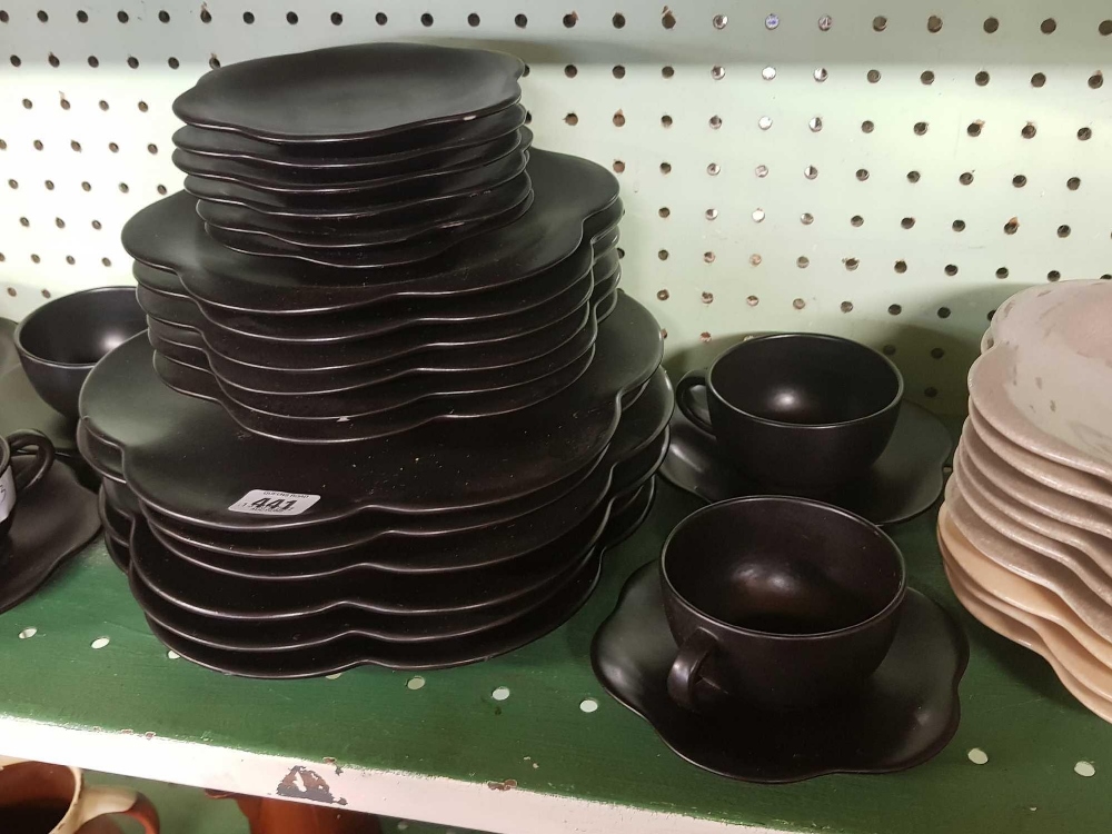 BLACK CUPS & SAUCERS & PLATES ETC - Image 3 of 4