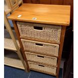 WICKER & PINE 4 DRAWER UNIT