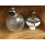 GLOBE LAMP SHADE & WHITE GLASS LAMP & SHADE