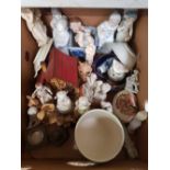 CARTON WITH MISC FIGURINES, SMALL BOWLS & OTHER CHINAWARE