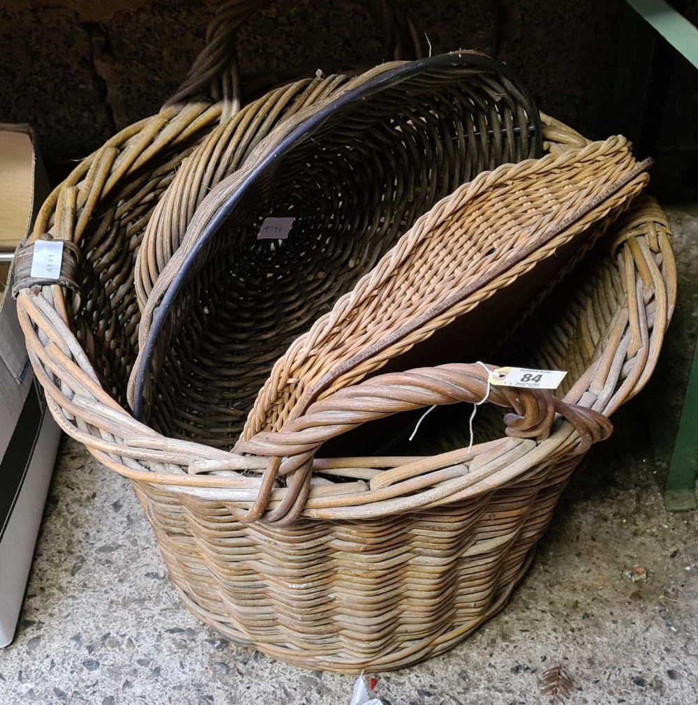 WICKER BASKET, WICKER TRAY & A WICKER BOWL