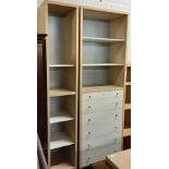 IKEA 6 DRAWER SHELVING UNIT WITH MATCHING NARROW SHELVING UNIT & GLASS SLIDING DOOR UNIT