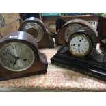 4 WOODEN MANTEL CLOCKS FOR REPAIR OR SPARES