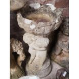 RECONSTITUTED STONE PLANTER WITH 3 CHERUBS