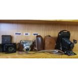 3 VINTAGE CAMERA'S - No.1 KODAK WITH ORIGINAL LEATHER CASE, KODAK WITH BALL BEARING SHUTTER &