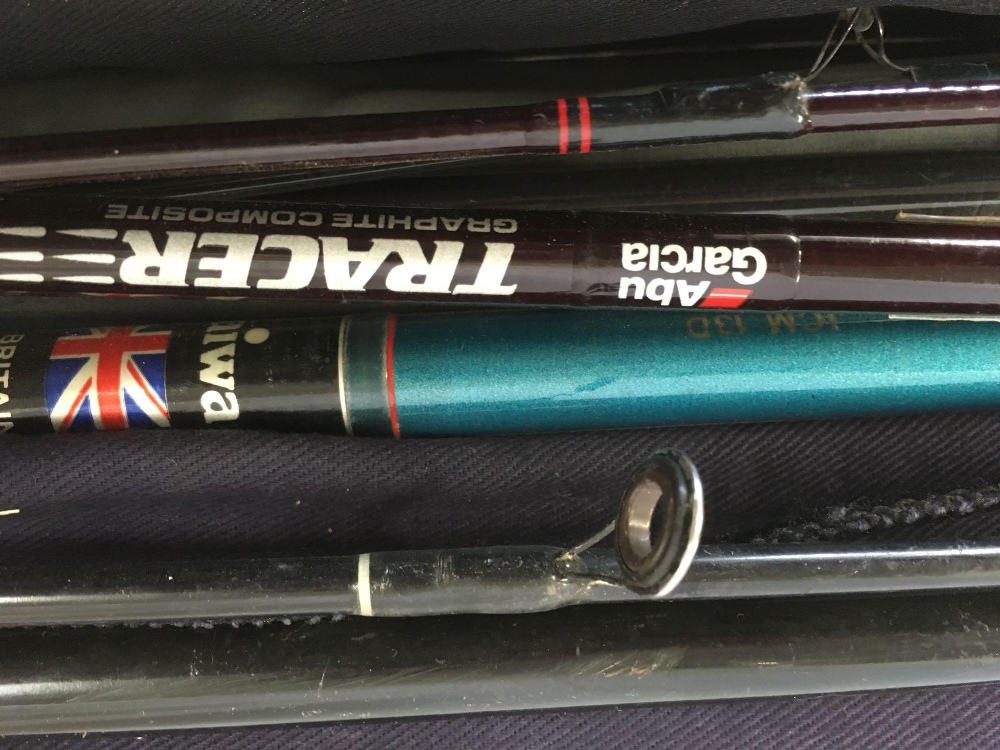 BUNDLE OF VARIOUS FISHING RODS INCL; ABU GARCIA, TRACER GRAPHIC COMPOSITE ROD, SHAKESPEAR & OTHERS - Image 3 of 6