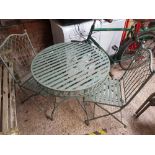 ROUND METAL PATIO TABLE WITH 2 CHAIRS