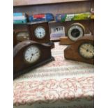 4 WOODEN MANTEL CLOCKS FOR SPARES OR REPAIRS