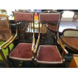 PAIR OF MAHOGANY UPHOLSTERED ELBOW CHAIRS