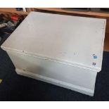 WHITE PAINTED CAMPHOR WOOD BLANKET BOX