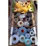3 CARTONS OF VARIOUS COLOURED COTTON CONES, 1 WITH MOHAIR