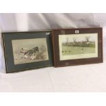 CECIL ALDIN, COLOUR PRINT OF THE BLACKMORE VALE TOGETHER WITH AN ANTIQUE EQUESTRIAN PRINT OF TWO