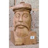 WOODEN CARVED MALE HEAD