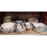 SHELF WITH QTY OF ST MICHAEL CHINAWARE, PORTMEIRION & AN EVESHAM BOWL