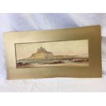 WATERCOLOUR VIEW OF ST MICHAEL'S MOUNT, PENZANCE, INSCRIBED & SIGNED J LE BRETON, C1900