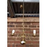 BRASS THREE BRANCH CHANDELIER