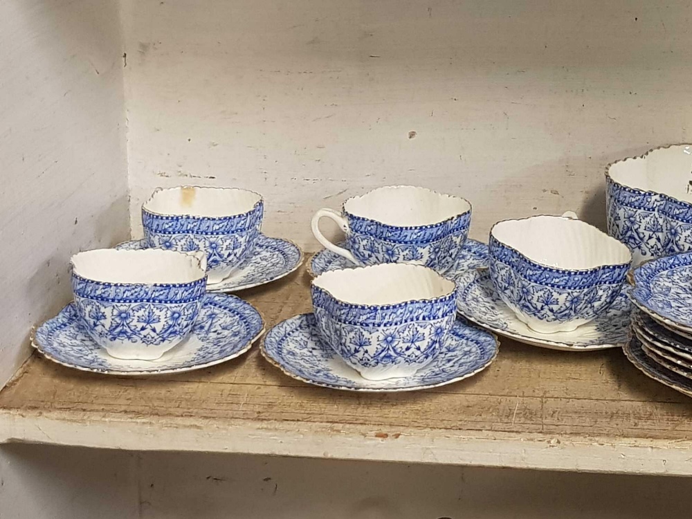 SHELF OF BLUE & WHITE PART TEA SERVICE - Image 3 of 3