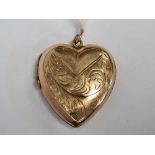 A 9ct BACK & FRONT HEART SHAPED HINGED LOCKET