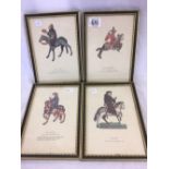 SET OF 4 HOGARTH FRAMED COLOUR PRINTS OF MEDIEVAL FIGURES ON HORSEBACK, DETAILS BELOW IMAGE