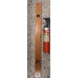 VINTAGE WOODEN RABONE & SONS SPIRIT LEVEL & A SWORDSMAN FIRE EXTINGUISHER