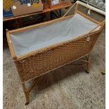 VINTAGE WICKER & CANE CHILD'S COT ON WHEELS