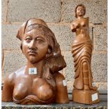 2 CARVED WOODEN FIGURES