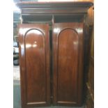 LATE VICTORIAN POLISHED MAHOGANY LINEN PRESS WARDROBE, 5ft WIDE X 7ft TALL & 1ft 9'' DEEP, COMES