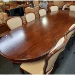 REPRODUCTION MAHOGANY 10ft BOARD ROOM TABLE WITH 8 MATCHING CHAIRS & 2 CARVER CHAIRS