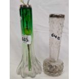 2 SILVER RIMMED GLASS POSY VASES