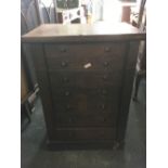 OAK WELLINGTON CHEST WITH 7 DRAWERS, IN FAIR CONDITION