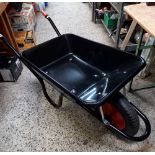 BLACK METAL RUBBER TYRE WHEELBARROW, NEW CONDITION