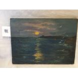 UNFRAMED OIL PAINTING ON CANVAS, ENTITLED ''SUNSET OVER RAME HEAD''.