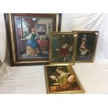 4 VARIOUS FRAMED EMBROIDERED PICTURES