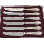CASED SET OF SILVER HANDLED BUTTER KNIVES