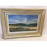 EOIN LAVELLE. A COASTAL VIEW OIL PAINTING ON A CANVAS PANEL. SIGNED.