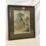 19THC ETCHING PRINT OF A CELLO LESSON, INDISTINCTLY SIGNED