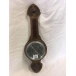 MODERN OAK FRAMED BANJO STYLE BAROMETER & THERMOMETER