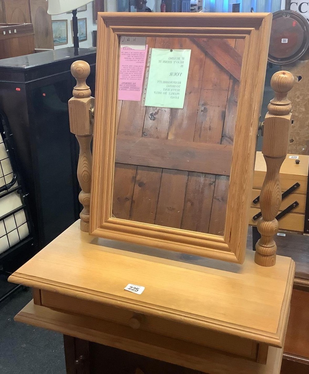 MODERN STRIPPED PINE DRESSING TABLE SWING MIRROR WITH DRAWER