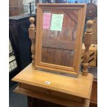 MODERN STRIPPED PINE DRESSING TABLE SWING MIRROR WITH DRAWER
